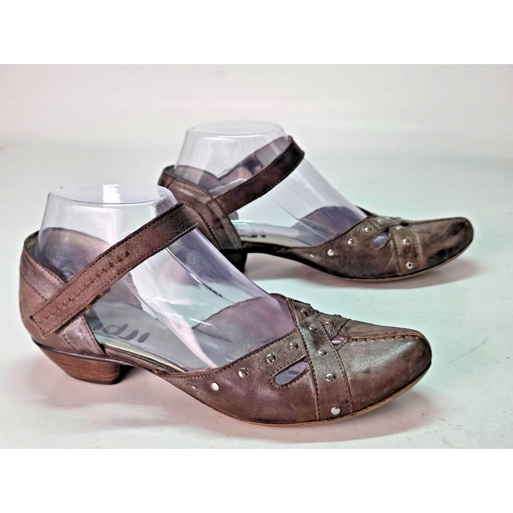 Fidji Women's Shoes Size 6 EU 36 Brown Metallic Bronze Leather Heels Sandals
